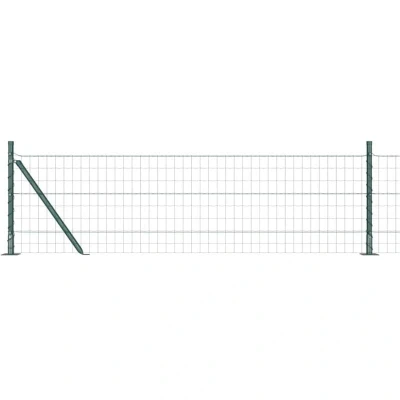 Image of vidaXL Euro Fence with 7 Flanged Posts 0.6x10 m Galvanised Steel