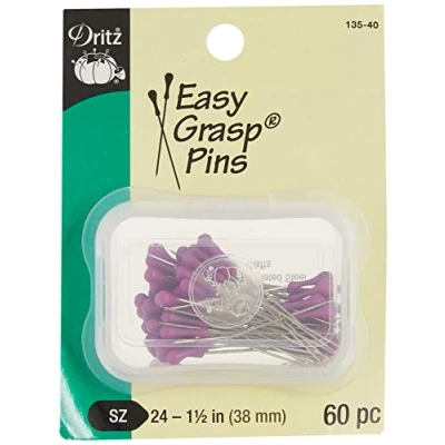 Image of Dritz Easy Grasp Pins Purple, Multicoloured, 1 1/2 Inch (38mm) (60 Count)