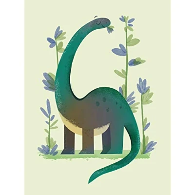 Image of Wee Blue Coo Dinosaur Apatosaurus Wall Large Art Print Poster Decor 18x24 inch