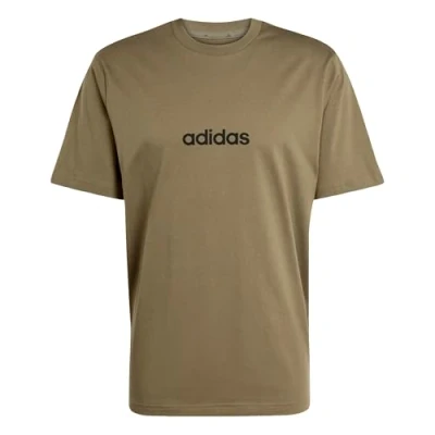 Image of adidas Men&#039;s Essentials Linear Single Jersey TEE, Olive strata/Black, L