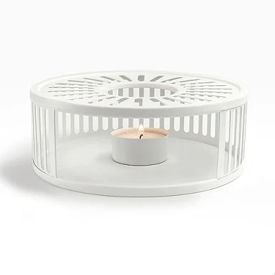 Image of Creano White Tea Pot Warmer Made of Stainless Steel with Light Holder Stable Does Not Rattle Suitable for All Teapots