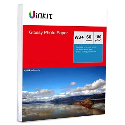 Image of A3+ A3 Plus Photo Paper 60 Sheets High Glossy Inkjet 180Gsm 13x19&#039; Uinkit 330x483mm