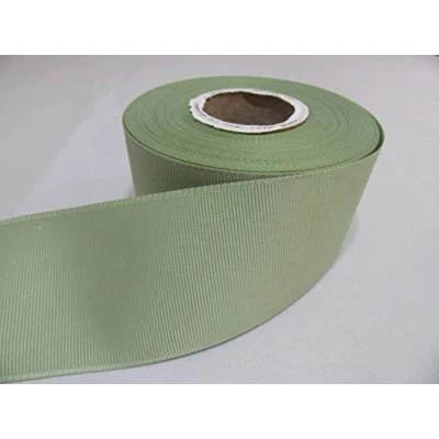 Image of 2 metres of 50mm Grosgrain Ribbed Ribbon Moss Dusky Sage Green Double Sided 50 mm 5cm 2&quot; Inch