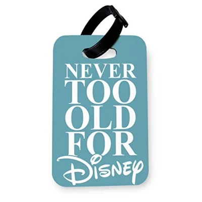Image of WTF Never Too Old for Disney Blue Printed Art Faux Leather Passport Cover/Luggage Tag (Luggage Tag)