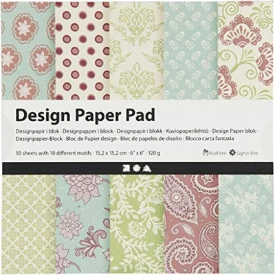 Image of Creativ Patterned Card and Paper, Mint greenpurple, One Size