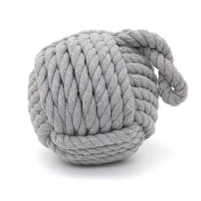 Image of Carousel Home Gifts Grey Nautical Knot Rope Heavy Doorstop Monkey&#039;s Fist Seaside Door Stop Beach Stopper Ball