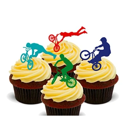 Image of Made4You BMX Edible Cupcake Toppers Stand up Wafer Cake Decorations (24)