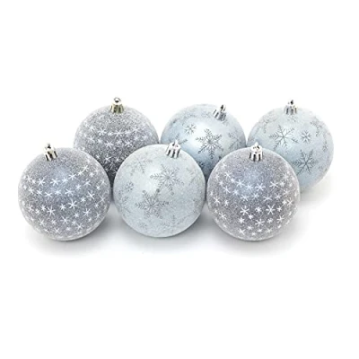 Image of Carousel Home 6 Piece Frosted Blue Christmas Baubles Tree Decorations Xmas Decor