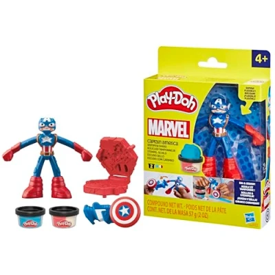Image of Play Doh Marvel Captain America Stamping Shield Action Figure Playset