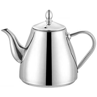 Image of SANQIAHOME Stainless Steel Teapot Coffee Servers 52oz(1.5 litres) 5 6 Cups，Easy Pour Silver Tea Pot