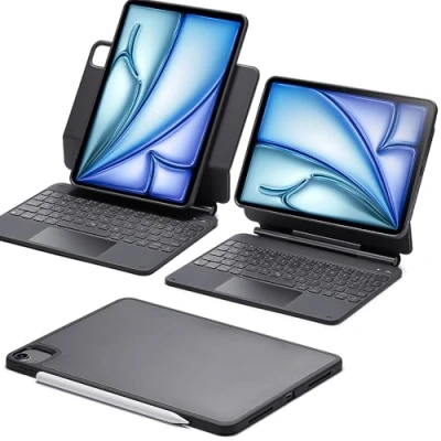 Image of ESR Magnetic Keyboard Case, iPad Case for Pro 11/Air 11/6/5/4, Easy Set Stand, Portrait/Raised View Modes, Springy Backlit Keys, Multi Touch Trackpad, Black