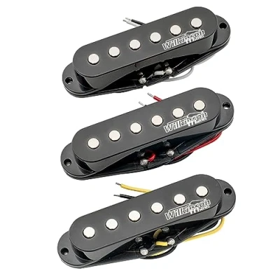 Image of Wilkinson High Output Ceramic Single Coil Pickups Set for Strat Style Electric Guitar, Black