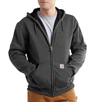 Image of Carhartt mens100632Rain Defender Rutland Hooded Zip Front Sweatshirt Shirt Gray Medium