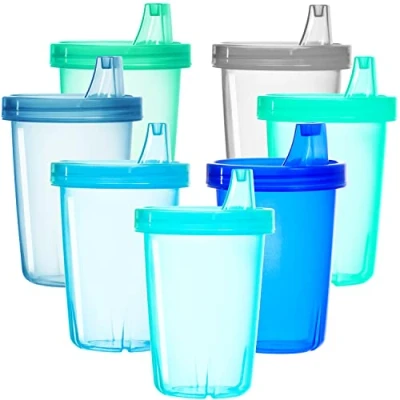 Image of Youngever 7 Pack Re usable Kids Sippy Cups, Cups for Infant, Kids, Toddler, Assorted Color (Coastal)