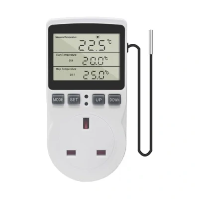 Image of KETOTEK Digital Thermostat Plug Socket Temperature Controller 220V with Sensor Probe, Thermostatic Heating Cooling for Greenhouse Freezer Refrigerator Fermentation