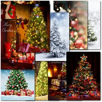 Image of doodlecards Pack of 10 Mixed Christmas Tree Box Premium Cards. Printed in UK, Quality &amp; 100% Recyclable.