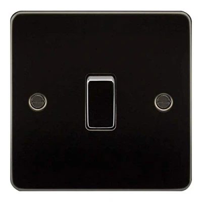Image of KnightsBridge Flat Plate 10AX 1G 2 Way Switch Gunmetal