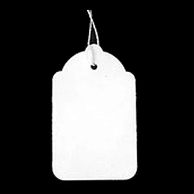 Image of New White Strung Price Labels TIE ON Tags Pack of 100 (74 X 45 MM)