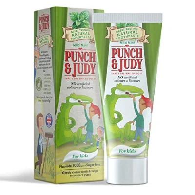 Image of Punch &amp; Judy Natural Kids Toothpaste for Toddlers, Children Babies 6 Months Plus, 98% Ingredients, Fluoride Toothpaste, Sugar Free, Mild Mint x1