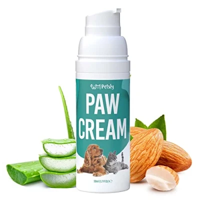 Image of Petsly Cat &amp; Dog Paw Balm for Winter A Natural Dogs Cats With: Aloe Vera, Shea Butter Almond Oil Ideal As Moisturiser Dry Skin Nose Balm, 50ml