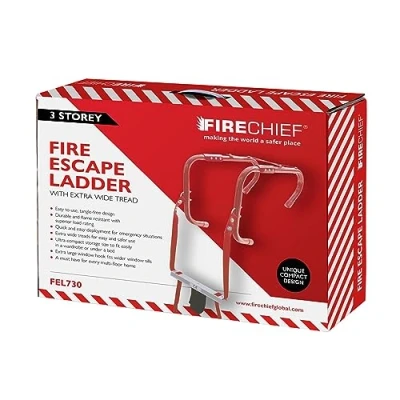 Image of 3 Storey Fire Escape Ladder  1 Year Warranty 23.9ft 7.30m Long Multi  Extra Wide Tread for Easy Foothold (300mm Wide)  Anti Slip Rope &amp; Metal the Home