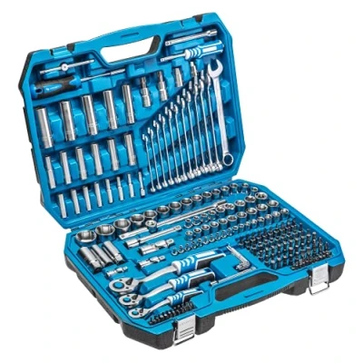 Image of Högert Technology Tool Set I Socket Wrench, Bits and Accessories High Quality Alloy Cr V Steel Drop Forged Ratchet Mechanism with 72 Locking Jacks HT1R444 22 Pieces