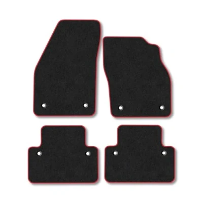 Image of Car Mats Compatible with Volvo V50 (2004 2012) [Manual] Tailored Fit Red Carpet Floor Set Accessory Custom 4 Pieces Anti Slip Backing &amp; Binding Trim Edge