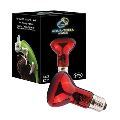 Image of Aqua Terra Lighting 60w Infrared Basking Heat Lamp for Reptiles, Amphibians and Invertebrates R63 Spotlight Bulb with E27 Standard Screw Base Suitable Vivarium Heating