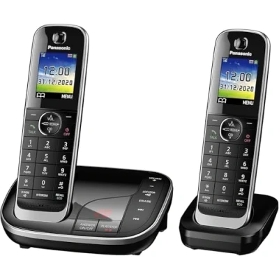 Image of Panasonic KX TGJ322EB Landline Phone Cordless, House phones, Nuisance Call Blocker, Answer machine, Colour Display, Twin Handset Black