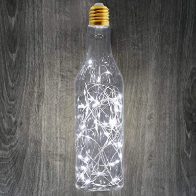 Image of 1w Cool White LED Fairy String Decorative Filament Light Bulb E27 Glass Bottle Festive Festoon Lamp 240v Mains