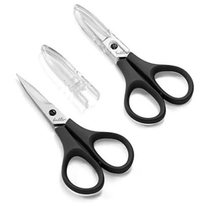 Image of Beaditive Lightweight Sewing and Embroidery Scissors Set (2 Pieces) Sewing, Embroidery, Paper Cutting Crafting Stainless Steel Protective Cover (10cm)