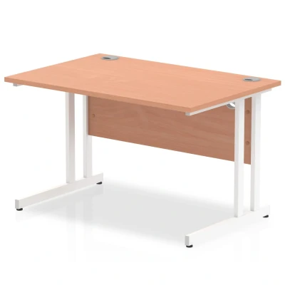 Image of Impulse 1200/800 Rectangle White Cantilever Leg Desk Beech MI001674