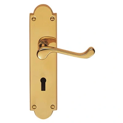 Image of VICTORIAN SCROLL LEVER ON SHAPED BACKPLATE LOCK 57MM C/C