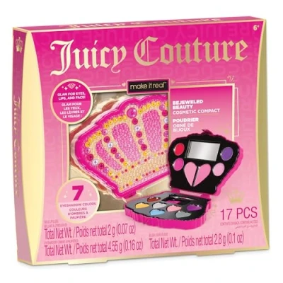Image of Make It Real: Juicy Couture Bejeweled Beauty Cosmetic Compact Glam for Eyes, Lips &amp; Face, Crown Shaped Makeup Case, Girls Kids Ages 6+