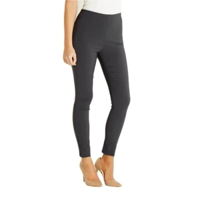 Image of Roman Originals Stretch Trousers for Women UK Ladies High Waisted Pants Pull On Leggings Smart Slimming Office Work Fitted Tailored Tapered Regular &amp; Plus Sizes Dark Grey (28 in) Size 14