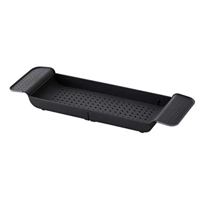 Image of Bath Caddy Rack Shelf Retractable Plastic Extendable/adjustable Bridge Bathtub Tray Kitchen Bathroom Organizer Storage Accessories Black, White, Blue, Green ( Color : Black )