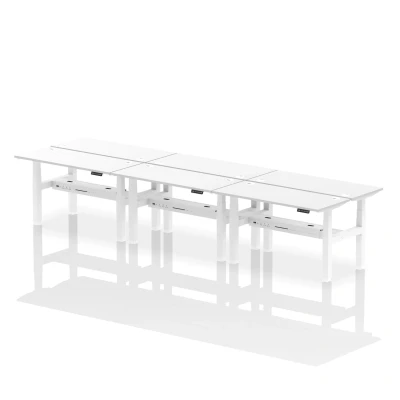 Image of Air B2B 1400x600mm Height Adjustable 6P Bench Desk CP White/White