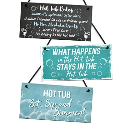 Image of Red Ocean Hot Tub Signs For Outside Rules Sign Funny Hanging Wall Door Plaque Garden And Plaques Shed Summerhouse Home Decor Gift Men Women New