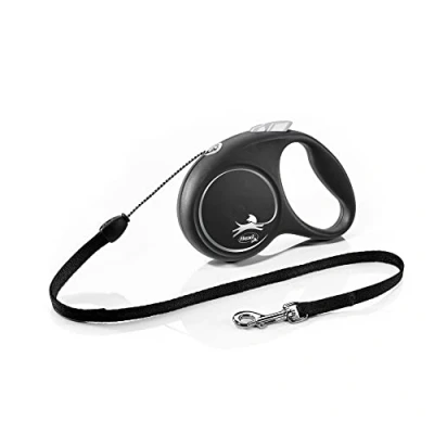 Image of Flexi Black Design Cord Small 5m Retractable Dog Leash/Lead for dogs up to 12kgs/26lbs