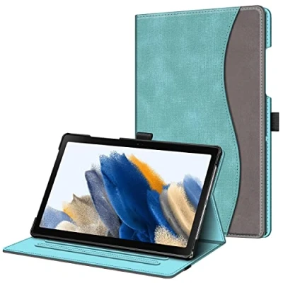 Image of FINTIE Case for Samsung Galaxy Tab A8 10.5 inch 2022 Model (SM X200/X205) Multi Angle Viewing Folio Stand Cover with Pocket, Auto Wake/Sleep, Denim Turquoise