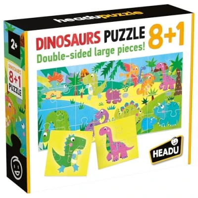 Image of Headu 1043734 Puzzle 8+1 Dinosaurs Educational Game, Multiple