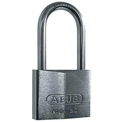 Image of ABUS 23432 50mm Stainless Steel Long Shackle Chrome Plated Brass Padlock