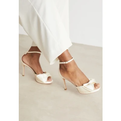 Image of kate spade new york Bridal BOW High heeled sandals, Women&#039;s, Size: 5, Ivory Textile