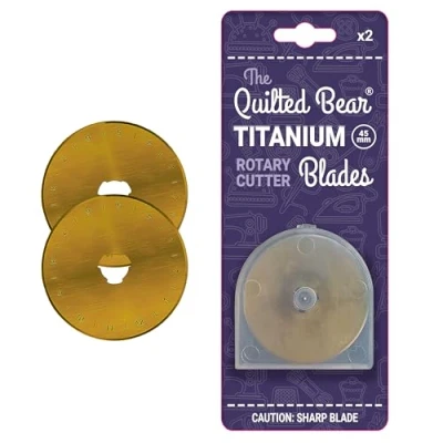 Image of The Quilted Bear Titanium Rotary Blades 45mm Precise Cutting &amp; Long Lasting Easy Replace Universal Replacement Cutter Two for Fabric Cutters Sewing
