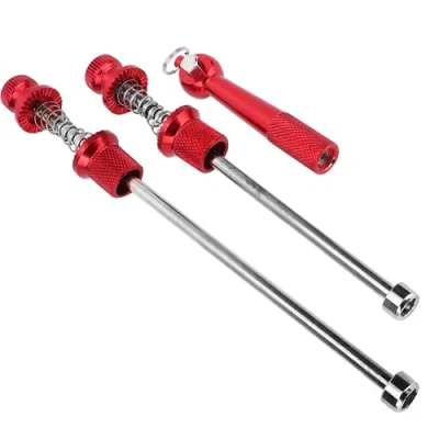 Image of Entatial Quick Release Bike Skewers, Ultra Light Hub Aluminum Alloy Lever, Portable Locking Security Anti Theft Skewers for Road Bike, Mountain Folding Bike(Red)