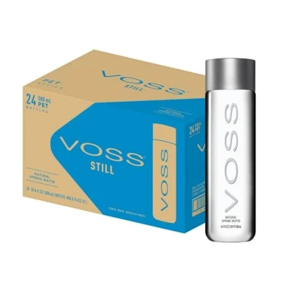 Image of VOSS Premium Still Bottled Natural Water BPA Free High Grade PET Recyclable Plastic Bottles Pure Drinking with Unique &amp; Iconic Bottle Design 24 Pack