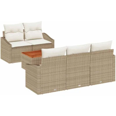 Image of vidaXL Garden Sofa Set 6 pcs Beige, white 55 x 37 cm