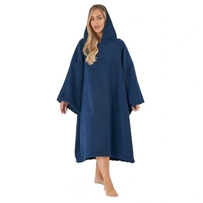 Image of OHS Towel Poncho Adult Hooded Large Bath Swim Surf Beach Absorbent Dry Microfiber Changing Robe for Men Boys Quick Dry, Navy Blue