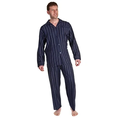 Image of Undercover Haigman Brushed Cotton Pyjamas 7493(C) Navy/Blue Stripe 2XL