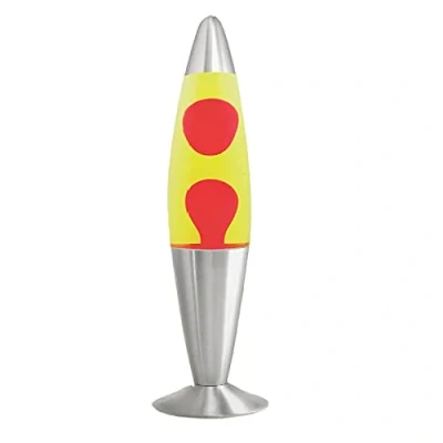 Image of Almineez Magic 16 Lamp Aluminium Soothing Colour Motion Wax and Liquid Novelty Retro Fun Gadget Gift for Home Bedroom Desk Table Decoration Mood Relaxation Light (Red Wax/Yellow Liquid)